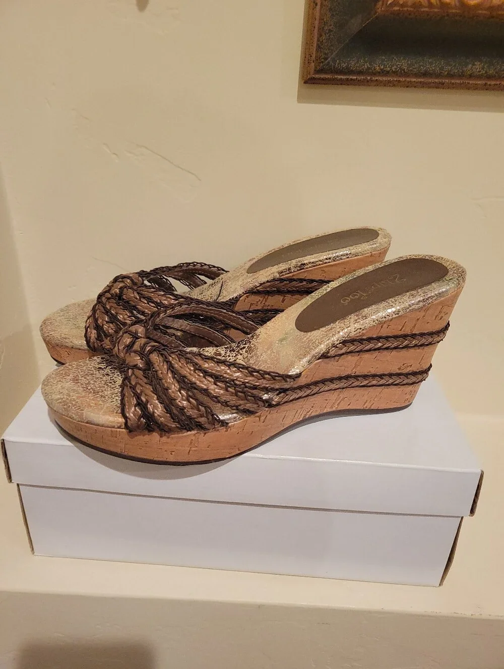 2 Lips Too Metallic Bronze Braided Wedge Mules